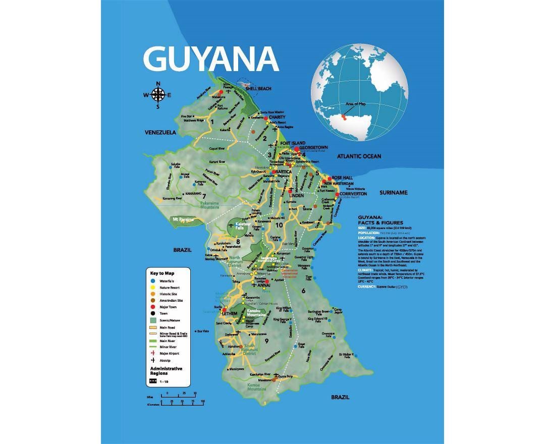 gösteren harita harita amerindians Guyana geldi