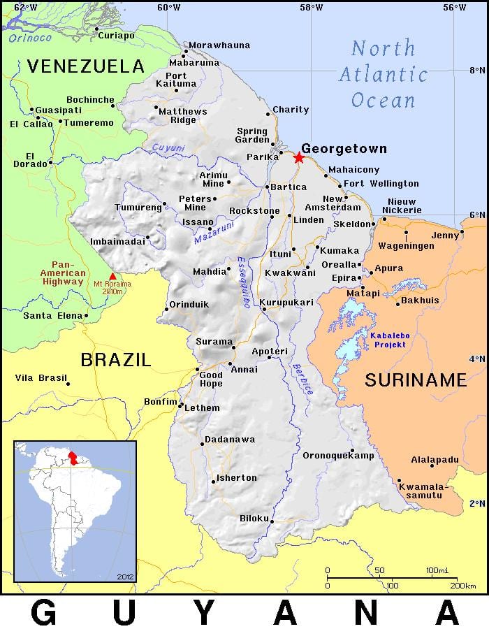 Guyana ülke haritası