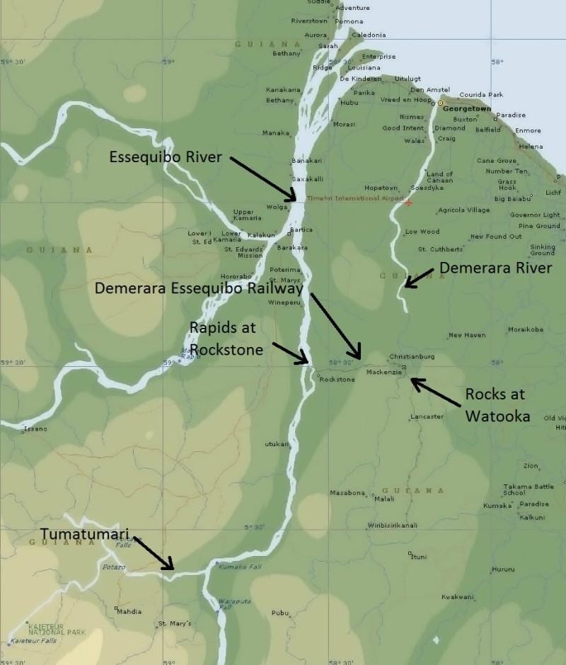 essequibo sahil Guyana haritası