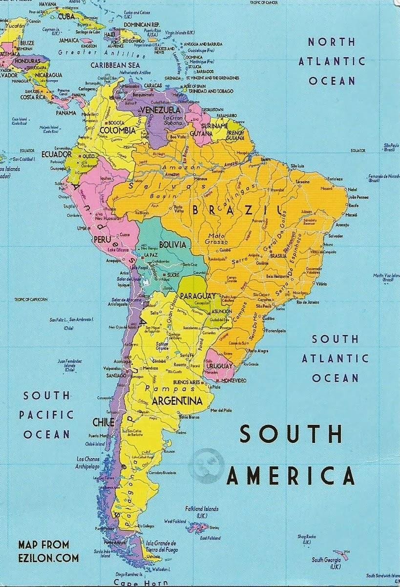 Guyana Güney Amerika haritası