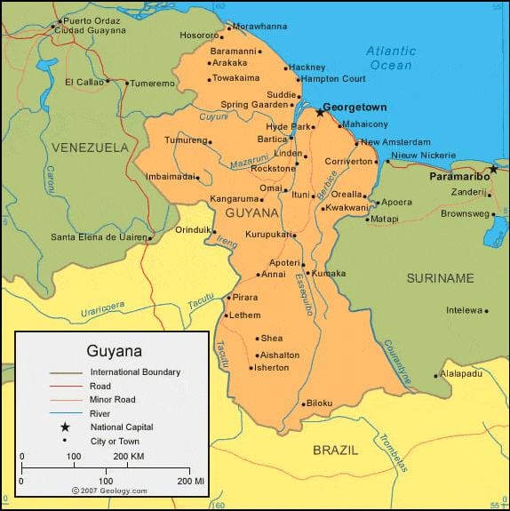 Guyana haritası siyasi