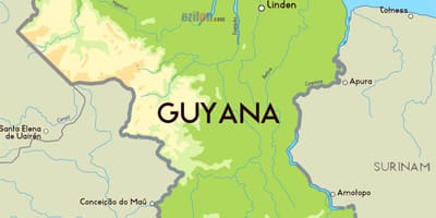 Guyana fiziki haritası göster 